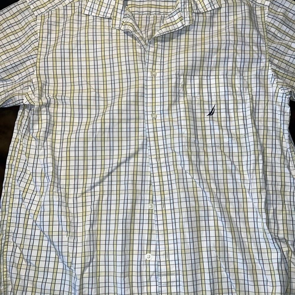 Nautica Men's Plaid Shirt - White and Green